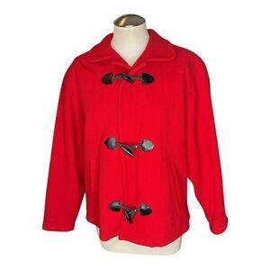 Vintage Schrader Sport Red Wool Toggle Coat Jacket Size 6